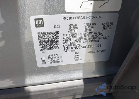 2023 GMC Acadia Slt from USA, damaged, VIN 1GKKNULS8PZ260994